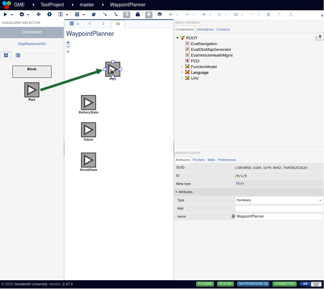 CAID WebGME Waypoint Planner Drag Port